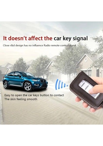 Suni Deri Şeffaf Pencereli Oto Anahtarlığı Akıllı Anahtar Koruyucu Kılıf
