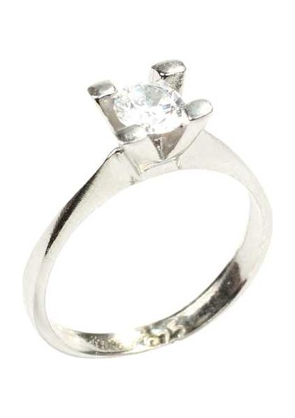 925 Ayar Gümüş 0,50 Ct Görünümlü Tektaş Yüzük fiyatları