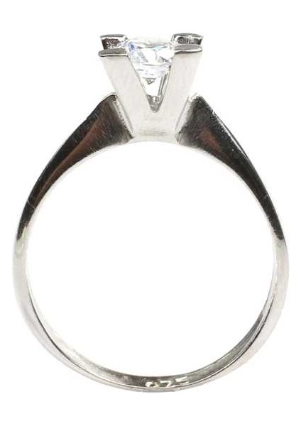 925 Ayar Gümüş 0,50 Ct Görünümlü Tektaş Yüzük fırsatları