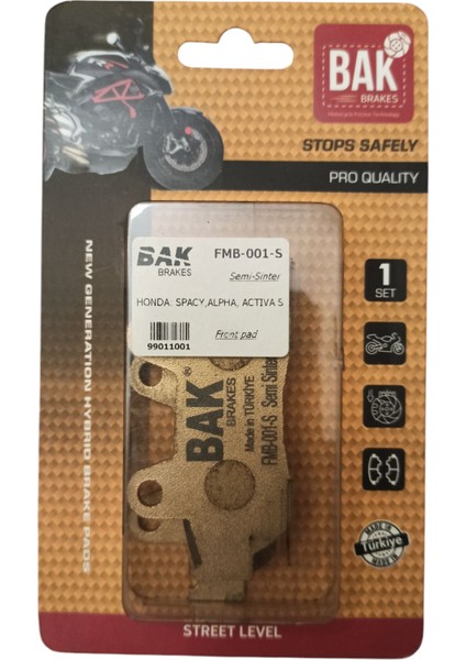 Ön Disk Balata [honda] Spacy Alpha Activa S 125 Rks Spontini Sinterli