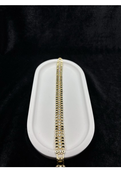 Xupıng Jewelry Altın Kaplama Zirkon Taşlı Çift Sıra Bileklik modelleri