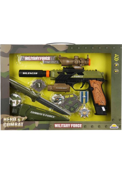 S00004308 Asker Silah Set Bıçak/silah Işık/ses 6pr
