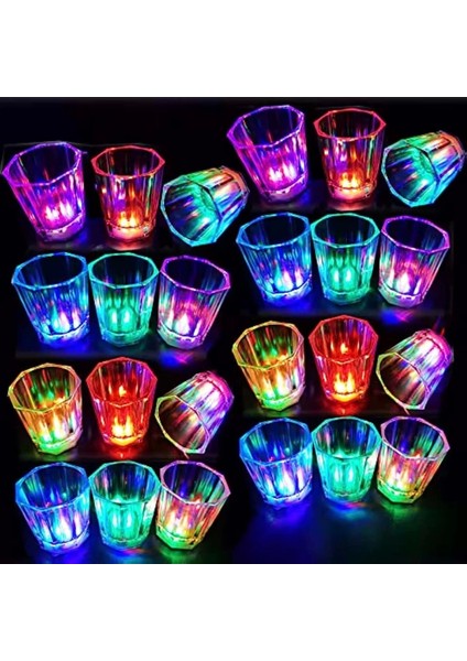 Renkli LED Parlayan Fiber Optik Glow Işıklı Bardak 5,5 x 5,5 cm