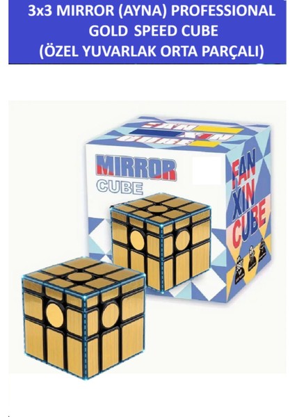 3x3 Golden Mırror Yuvarlak Parçalı Ayna Küp -Zeka Küpü - Profesyonel Speed Cube - Sabır Küpü -