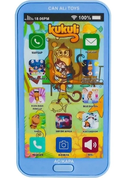 Kukuli Sesli Işıklı Oyuncak Telefon Mavi 52002