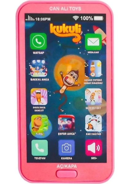 Kukuli Sesli Işıklı Oyuncak Telefon Pembe 99098