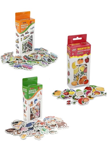 Manyetik Taşıtlar ve Manyetik Hayvanlar ve Manyetik Meyve Sebze Eğitici Magnet Set
