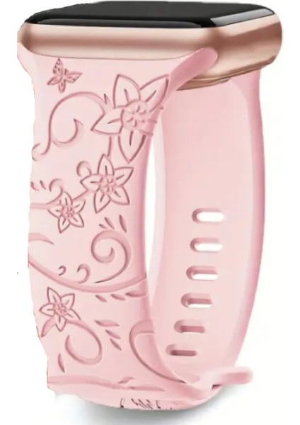 Apple Watch 4 5 6 7 8 9 10 Se 38 40 41MM Floral Çiçek Desenli Kordon Kayış Kaliteli Silikon Bileklik