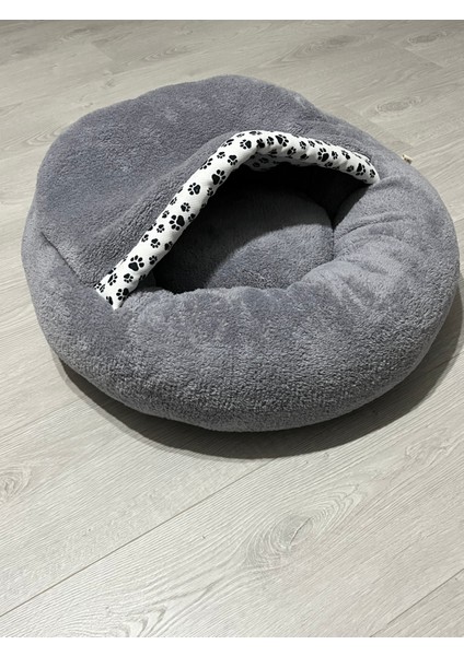 Pet Simit Mağara Yatak - Kedi, Küçük Irk Köpek Yatağı 45X45X16 cm Peluş Kumaş Lacivert fiyatları