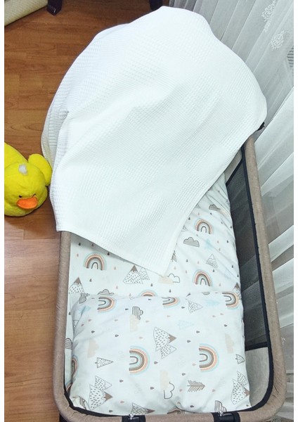 Bebek Pamuk Waffle Pike Çarşaf Takımı 4lü Set modelleri