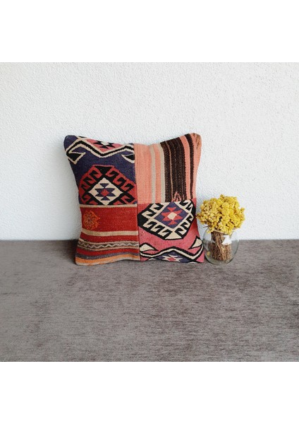 El Dokuma Kilim Kırlent Kılıfı 40X40 cm
