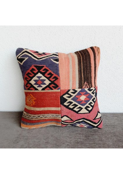 El Dokuma Kilim Kırlent Kılıfı 40X40 cm