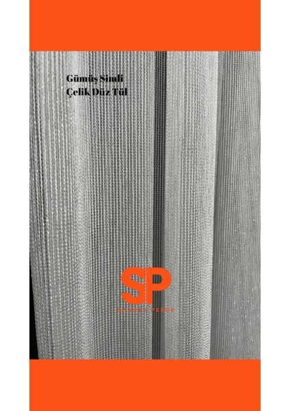 Gümüş Simli Çelik Tül Perde Ağır Gramajlı Ütü Istemez 1/3 Sık Pile