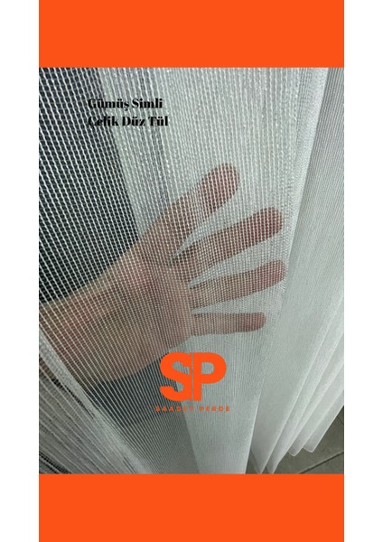 Gümüş Simli Çelik Tül Perde Ağır Gramajlı Ütü Istemez 1/3 Sık Pile