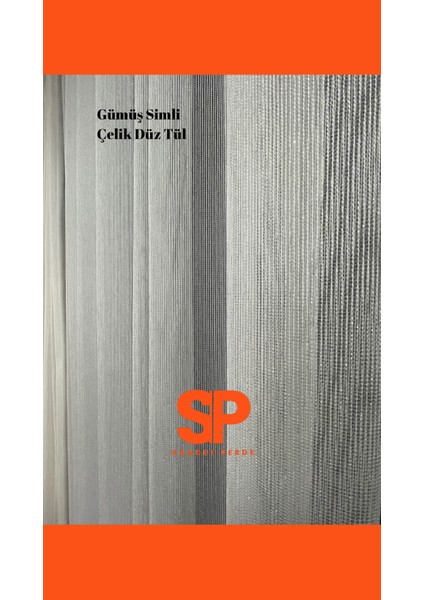 Gümüş Simli Çelik Tül Perde Ağır Gramajlı Ütü Istemez 1/3 Sık Pile