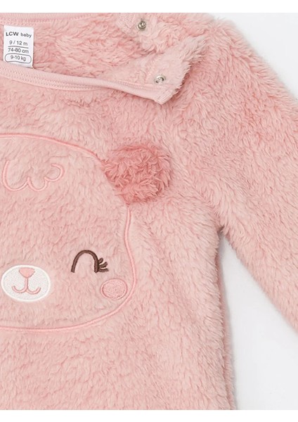 Baby Pembe Uzun Kollu Nakışlı Pelüş Kız Bebek Pijama Takımı modelleri