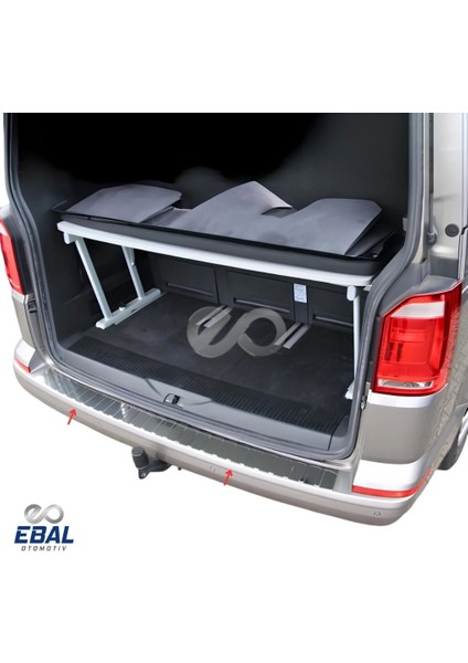 Vw T6 Transporter Krom Arka Tampon Üstü Koruma 2015 Üzeri Paslanmaz Çelik