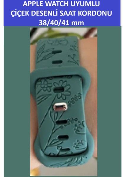 Apple Watch 4 5 6 7 8 9 10 Se 38 40 41MM Çiçek Kelebek Desenli Kordon Kayış Silikon Bileklik modelleri