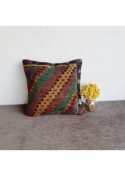 El Dokuma Kilim Kırlent Kılıfı 40X40 cm
