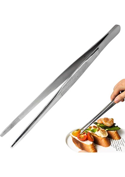 304 Paslanmaz Çelik Mangal Cımbızı, Profesyonel Mutfak Cımbızı, Uzun Saplı Gıda Cımbızı, Çok Fonksiyonlu Mangal Cımbızı, 30 cm