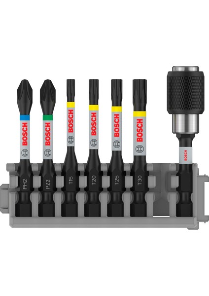 Professional Accessories 7 Parçalı Tornavida Ucu Seti (Impact Control, T/pz/ph Uçlar - Uzunluk: 25 Mm, Evrensel Tutucu Quick Release, Pick And Click, Darbeli Matkap Aksesuarı)