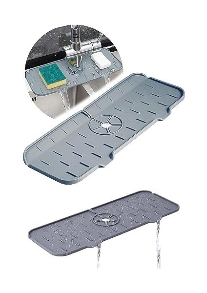 Musluk Emici Mat, Silikon Katlanabilir Musluk Sıçrama Koruması Lavabo Damlama Matı Su Tutucu Lavabo Matı Kurutma Matı Mutfak ve Banyo Için Lavabo Aksesuarları (Gri) fiyatları