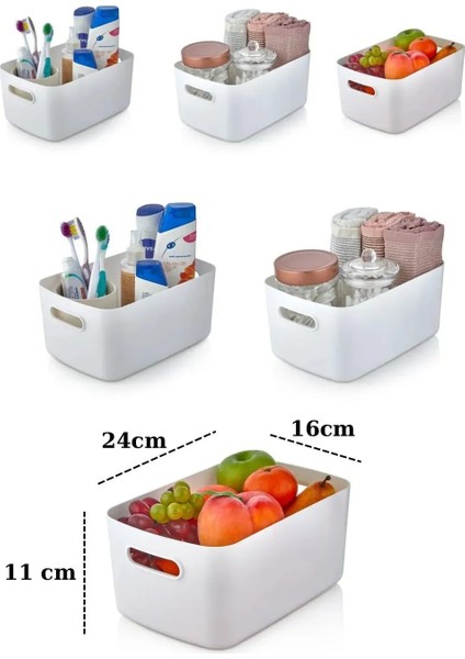 ( 3 Adet ) Şık 3.5 Litre Organizer | Dolap Içi Buzdolabı Banyo Organizer Sepet Çok Amaçlı Organizer