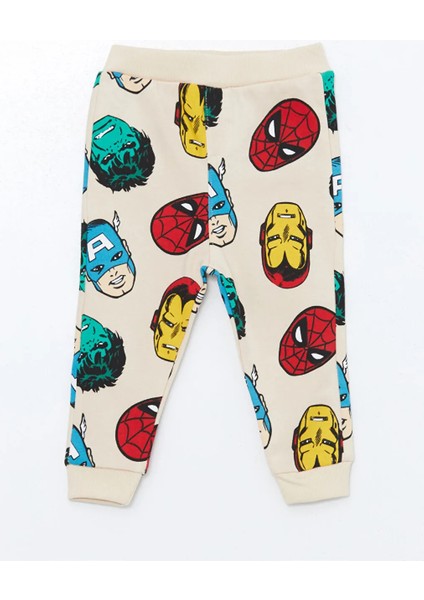 Kids Ekru Bisiklet Yaka Spider-Man Baskılı Erkek Bebek Eşofman Takım