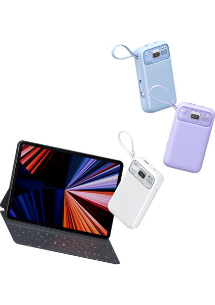 Dijital Göstergeli Dahili Çoklu Kablolu 10.000 Mah Powerbank Pd20w + 22.5w 15w Hızlı Sarj modelleri