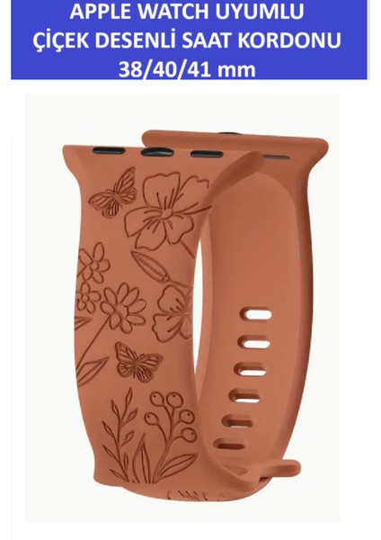 Apple Watch 4 5 6 7 8 9 10 Se 38 40 41MM Floral Çiçek Desenli Kordon Kayış Kaliteli Silikon Bileklik fiyatları