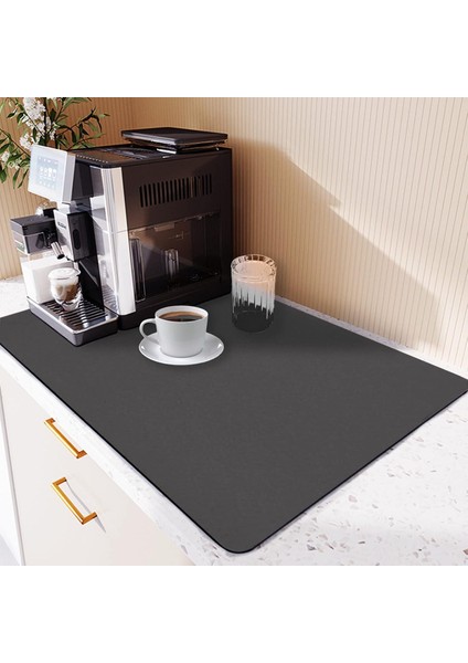 100 cm x 40 cm Bulaşık Kurutma Örtüsü Siyah Tezgah Üstü Bulaşık Matı Bulaşıklık