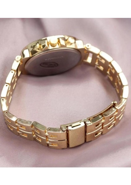 Zarif ve Şık Özel Tasarım Zirkon Taşlı Metal Bayan Kol Saati (Gold) ( Lisinya ) modelleri