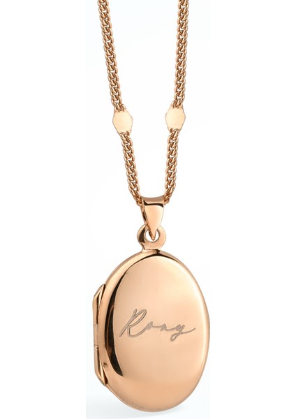 925 Ayar Altın Mikron Kaplama Oval Madolyon Kolye - CN00425 indirimleri