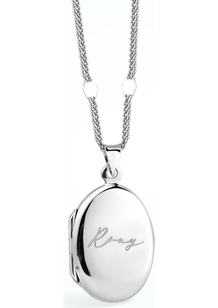 925 Ayar Altın Mikron Kaplama Oval Madolyon Kolye - CN00425