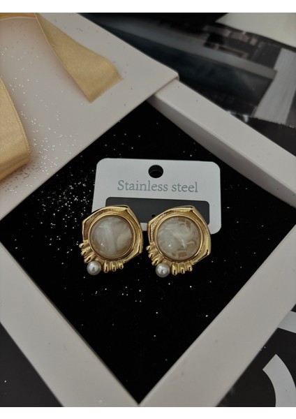 Şık Gold Pinterest Küpesi Çelik Altın Kaplama Küpe modelleri