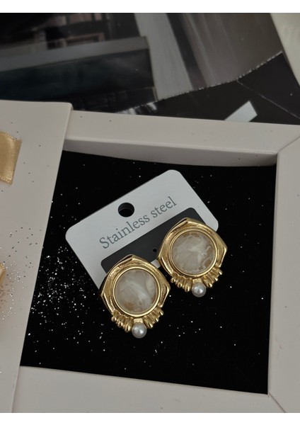 Şık Gold Pinterest Küpesi Çelik Altın Kaplama Küpe fırsatları