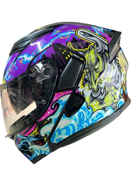 Rhkc 902 Big Monster Çene Açılır Güneş Vizörlü Motosiklet Kask