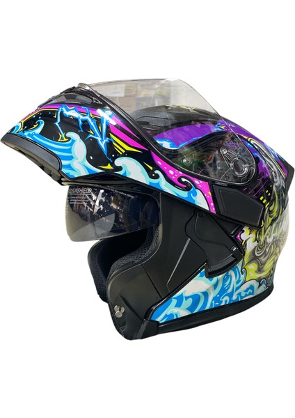 Rhkc 902 Big Monster Çene Açılır Güneş Vizörlü Motosiklet Kask