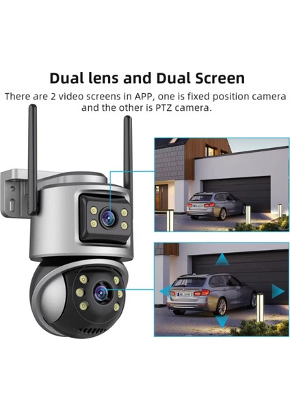 CMR61 8mp Wifi Ptz Dış Mekan Kamera 4K Çift Lens Iki Yönlü Ses Video Gözetim fırsatları