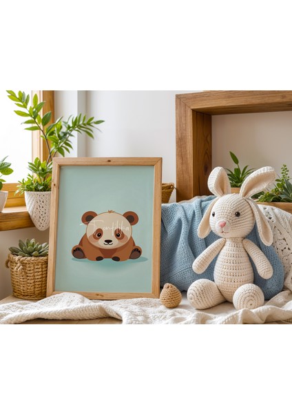 Bebek ve Çocuk Odası Sevimli Ayıcıklar Ahşap Çerçeveli 3'lü Tablo Seti