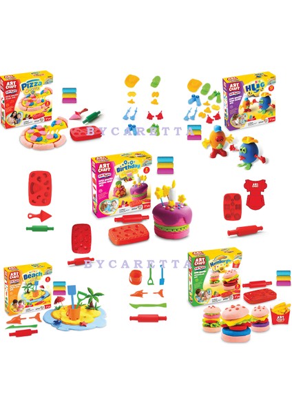 Doğum Günü + Insan Figürü + Pizza + Plaj + Hamburger Art Craft Oyun Hamuru Eğitici Set