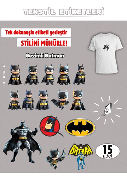 Ütü ile Yapışan Kıyafet Etiketi Batman 15LI Set