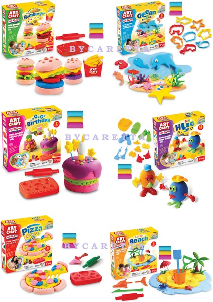 Okyanus + Plaj + Figür + Pizza + Doğum Günü ve Hamburger Oyun Hamuru Setleri Eğitici Set