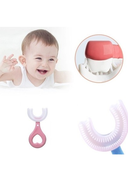Silikon Çocuk Diş Fırçası Tartar Temizleyici (2-12 Yaş) - Pembe
