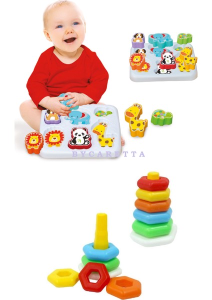 Sevimli Hayvanlar Bultak + Kuleli Halkalar Eğitici Zeka Geliştirici Set