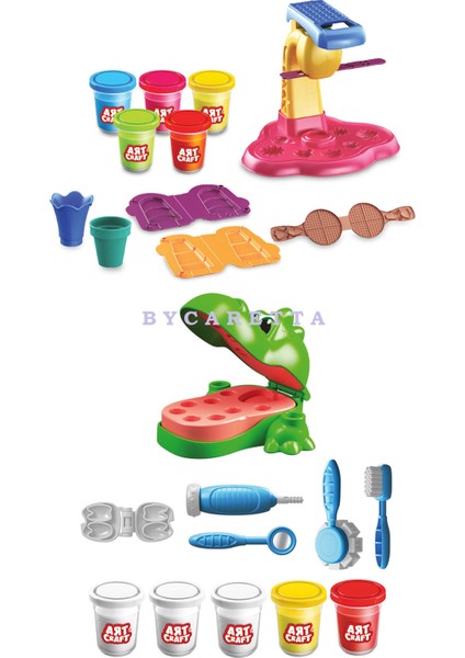 Dinozor Dişçi Oyun Hamur Set + Dondurma Oyun Hamur Seti Eğitici Zeka Geliştirici Set