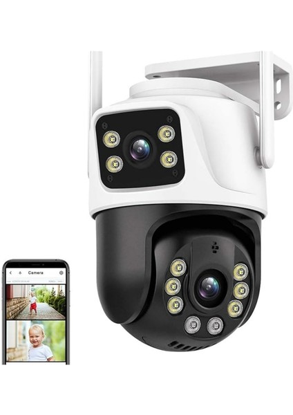 CMKR63 4K 8mp Ptz Wifi Kamera Çift Lensli Dış Mekan Ip Kamerası Insan Algılama Aı Izleme