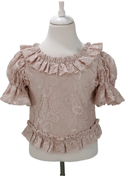 Özel Günler Için Pudra Dantelli Kız Çocuk Abiye Bluz fiyatları