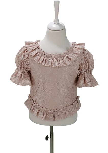 Özel Günler Için Pudra Dantelli Kız Çocuk Abiye Bluz indirimleri