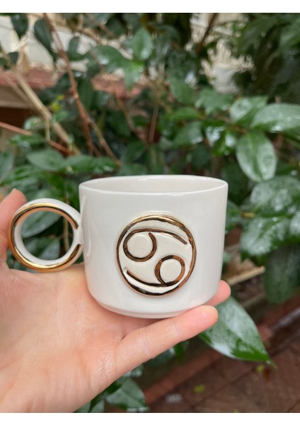 Yengeç Burcu 24 K Altın Dekorlu Seramik Fincan